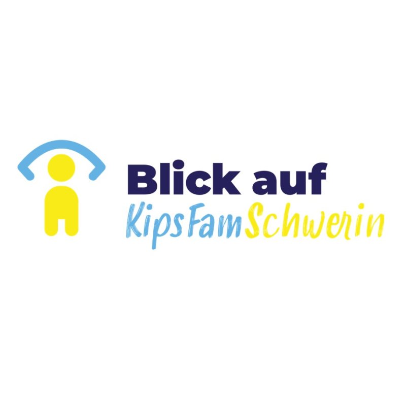 Das Logo von KipsFam mit blaugelber Schrift auf weißem Hintergrund
